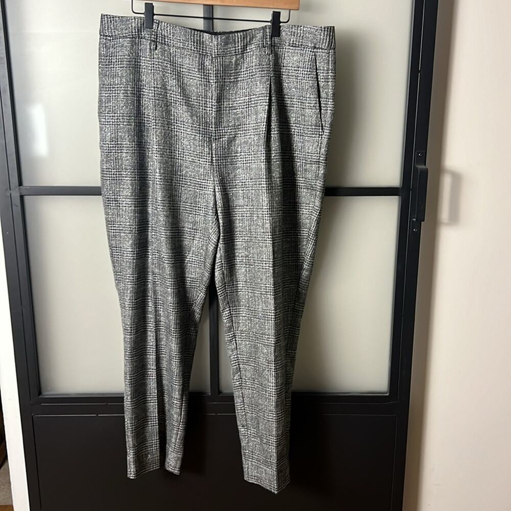 NWT AllSaints Astrid Sparkle Check Trousers, Grey Size 12